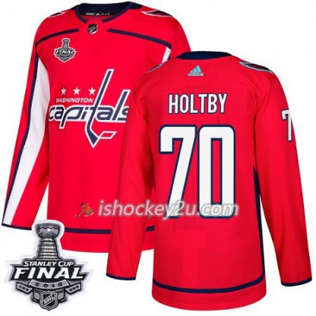 Mænd NHL Washington Capitals Trøje Braden Holtby 70 2018 Stanley Cup Final Patch Adidas Rød Authentic